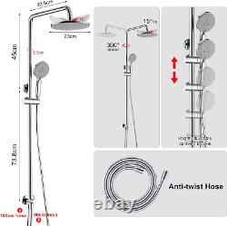 Shower Riser Rail Kit, Stainless Steel 9 Rain Shower Head with 180Cm Hose, Han