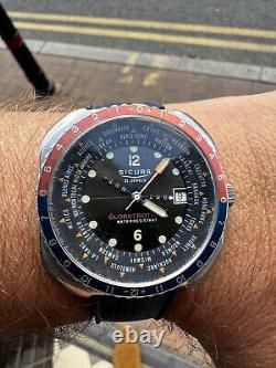 Sicura Globetrotter Vintage Worldtime GMT Watch Good Original Condition