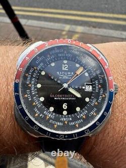 Sicura Globetrotter Vintage Worldtime GMT Watch Good Original Condition