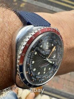 Sicura Globetrotter Vintage Worldtime GMT Watch Good Original Condition