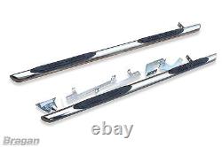 Side Bars + 4 Step Pad Tapered End To Fit Volkswagen Tiguan SWB 16+ Stainless