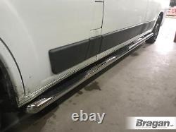 Side Bars + 4 Step Pads Tapered Ends To Fit Peugeot Boxer 2014+ LWB Stainless