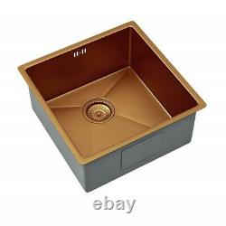 Single Bowl Inset/Undermount Brushed Copper Stainless Steel Kitchen Sink & Waste