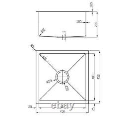 Single chrome first polished stainless steel kitchen sink hand trough 450450 mm