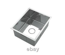 Single chrome polished stainless steel kitchen sink hand laundry trough 550450