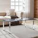Smoky Glass Coffee Table With Stainless Steel Chrome Legs Living Room Tea Tables