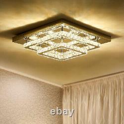 Square 50cm Ceiling Crystal Lights Stainless Steel K9 Flush Mount Modern Lamp