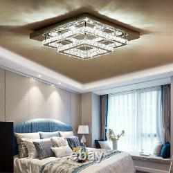 Square 50cm Ceiling Crystal Lights Stainless Steel K9 Flush Mount Modern Lamp