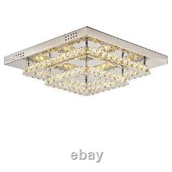 Square 50cm Ceiling Crystal Lights Stainless Steel K9 Flush Mount Modern Lamp