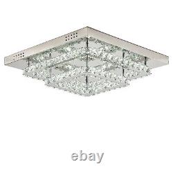 Square 50cm Ceiling Crystal Lights Stainless Steel K9 Flush Mount Modern Lamp