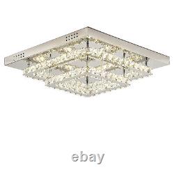 Square 50cm Ceiling Crystal Lights Stainless Steel K9 Flush Mount Modern Lamp
