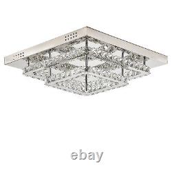 Square 50cm Ceiling Crystal Lights Stainless Steel K9 Flush Mount Modern Lamp