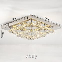 Square 50cm Ceiling Crystal Lights Stainless Steel K9 Flush Mount Modern Lamp