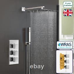 Square Concealed Thermostatic Mixer Valve Hand Held 350mm Shower Head Set Orta