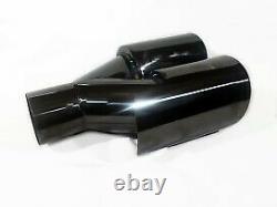 Stainless Steel Black Chrome 3.5 89mm Twin Tail Pipe Trims Dual Exit BMW Audi