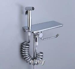Stainless Steel Chrome Polished Douche Bidet Sprayer Paper Storage Holder Kit