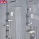 Stainless Steel Dual 2 Mixer Shower Heads Rainfall Rail Hose Riser Kit Valve Set