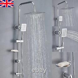 Stainless Steel Dual 2 Mixer Shower Heads Rainfall Rail Hose Riser Kit Valve Set