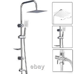 Stainless Steel Dual 2 Mixer Shower Heads Rainfall Rail Hose Riser Kit Valve Set