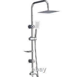 Stainless Steel Dual 2 Mixer Shower Heads Rainfall Rail Hose Riser Kit Valve Set