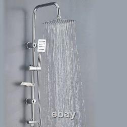 Stainless Steel Dual 2 Mixer Shower Heads Rainfall Rail Hose Riser Kit Valve Set