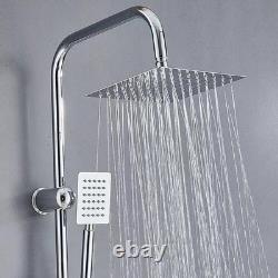 Stainless Steel Dual 2 Mixer Shower Heads Rainfall Rail Hose Riser Kit Valve Set