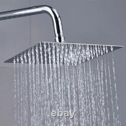 Stainless Steel Dual 2 Mixer Shower Heads Rainfall Rail Hose Riser Kit Valve Set