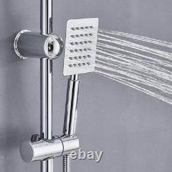 Stainless Steel Dual 2 Mixer Shower Heads Rainfall Rail Hose Riser Kit Valve Set
