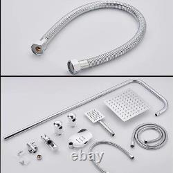 Stainless Steel Dual 2 Mixer Shower Heads Rainfall Rail Hose Riser Kit Valve Set