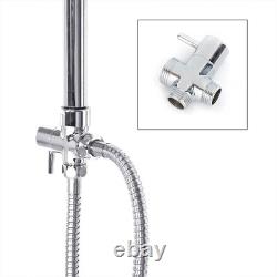 Stainless Steel Dual 2 Mixer Shower Heads Rainfall Rail Hose Riser Kit Valve Set