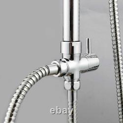 Stainless Steel Dual 2 Mixer Shower Heads Rainfall Rail Hose Riser Kit Valve Set