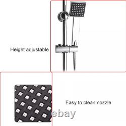 Stainless Steel Dual 2 Mixer Shower Heads Rainfall Rail Hose Riser Kit Valve Set