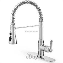 Stainless Steel Kitchen Rotary Sink Faucet Spring Pull Out Telescopic Mixer Taps