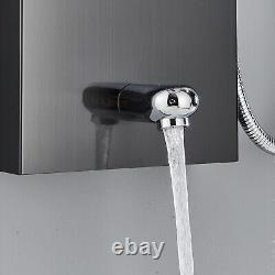 Stainless Steel Shower Panel Tower System with LED Lights 5 Function Twin Head
