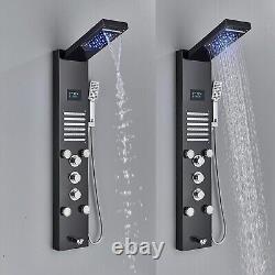 Stainless Steel Shower Panel Tower System with LED Lights 5 in 1 Shower Panel