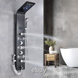 Stainless Steel Shower Panel Tower System with LED Twin Head Temperature Display