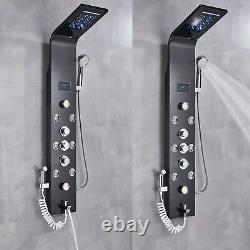 Stainless Steel Shower Panel Tower System with LED Twin Head Temperature Display