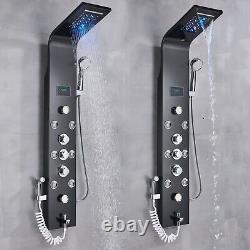 Stainless Steel Shower Panel Tower System with LED Twin Head Temperature Display