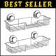 Stainless Steel Suction Cup Bathroom Caddies Waterproof, Chrome Finish, 2 Pack
