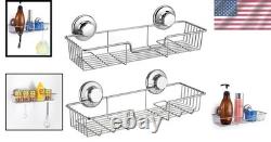 Stainless Steel Suction Cup Bathroom Caddies Waterproof, Chrome Finish, 2 Pack