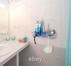Stainless Steel Suction Cup Bathroom Caddies Waterproof, Chrome Finish, 2 Pack