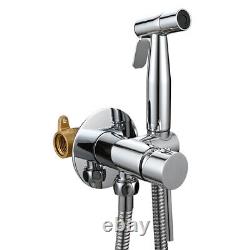Stainless Steel Toilet Bidet Sprayer with Hot and Cold Brass Valve Holder Set