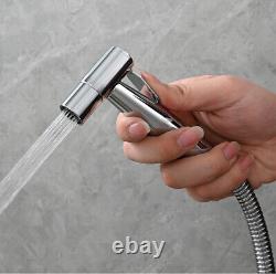 Stainless Steel Toilet Bidet Sprayer with Hot and Cold Brass Valve Holder Set