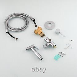 Stainless Steel Toilet Bidet Sprayer with Hot and Cold Brass Valve Holder Set