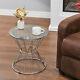 Stylish Modern Glass Top Coffee Sofa Side End Tea Tables Stainless Steel Chrome