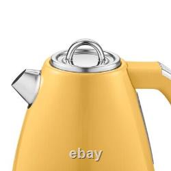 Swan Retro Yellow Jug Kettle 2 Slice Toaster & 3 Storage Canisters Kitchen Set