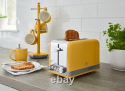 Swan Retro Yellow Jug Kettle 2 Slice Toaster & 3 Storage Canisters Kitchen Set