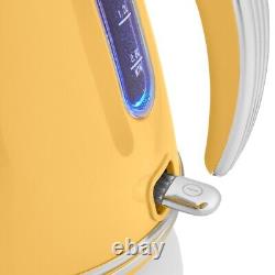 Swan Retro Yellow Jug Kettle 2 Slice Toaster & 3 Storage Canisters Kitchen Set