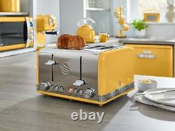 Swan Retro Yellow Kettle Toaster Breadbin Canisters Mug Tree Towel Pole Set of 8