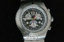 Swatch Get Fly Black Chronograph Watch World Time Stainless Steel Strap Classic